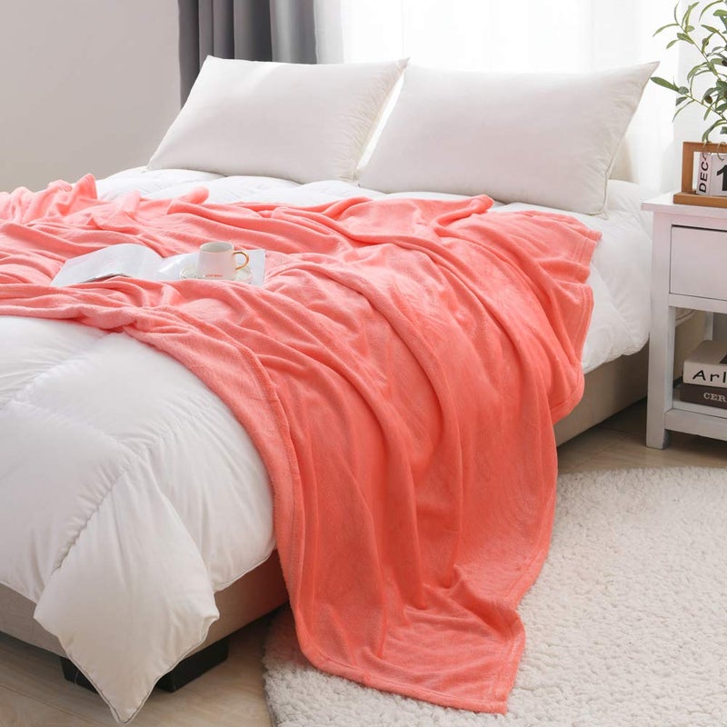 NANPIPER Throw Blanket Ultra Soft Thick Microplush Bed Blanket-All Season Premium Fluffy Microfiber Fleece Throw for Sofa Couch(Twin Size 65" x 80",Living Coral) - Image 2